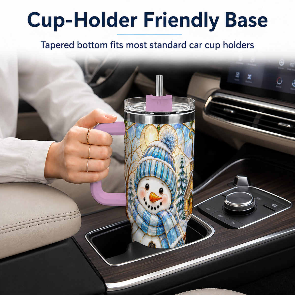 #pl[40oz|Pink] Blue Snowman 40oz Tumbler, Winter Church Stainless Steel Travel Cup