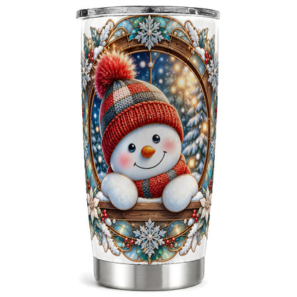 Winter Snowman Tumbler 20oz, Holiday Tumbler, Stainless Steel Travel Cup