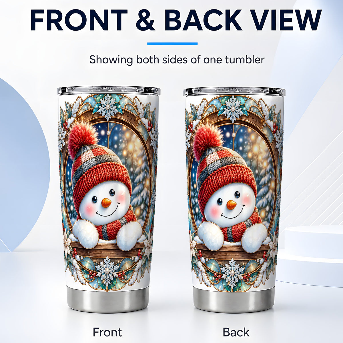 #pl[Steel] Winter Snowman Tumbler 20oz, Holiday Tumbler, Stainless Steel Travel Cup