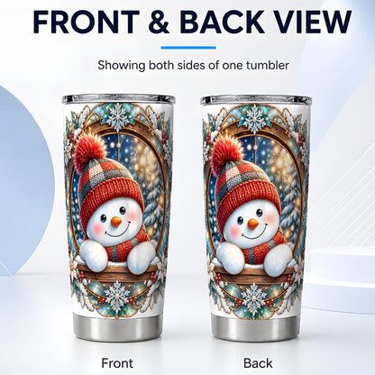#pl[Steel] Winter Snowman Tumbler 20oz, Holiday Tumbler, Stainless Steel Travel Cup