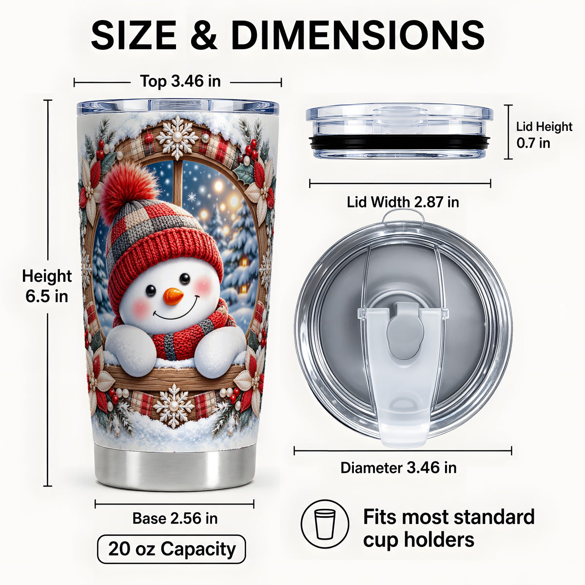 #pl[Steel] Rustic Snowman Tumbler 20oz, Holiday Tumbler, Stainless Steel Travel Cup