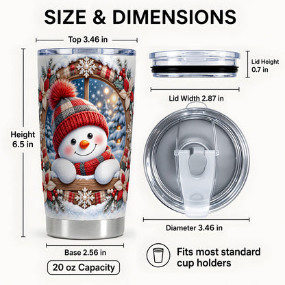 #pl[Steel] Rustic Snowman Tumbler 20oz, Holiday Tumbler, Stainless Steel Travel Cup