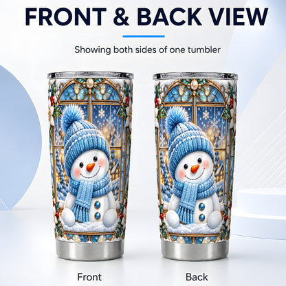 #pl[Steel] Blue Snowman Tumbler 20oz, Winter Tumbler, Stainless Steel Travel Cup