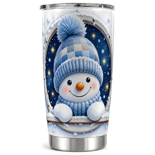 Cozy Snowman Tumbler 20oz, Starry Tumbler, Stainless Steel Travel Cup
