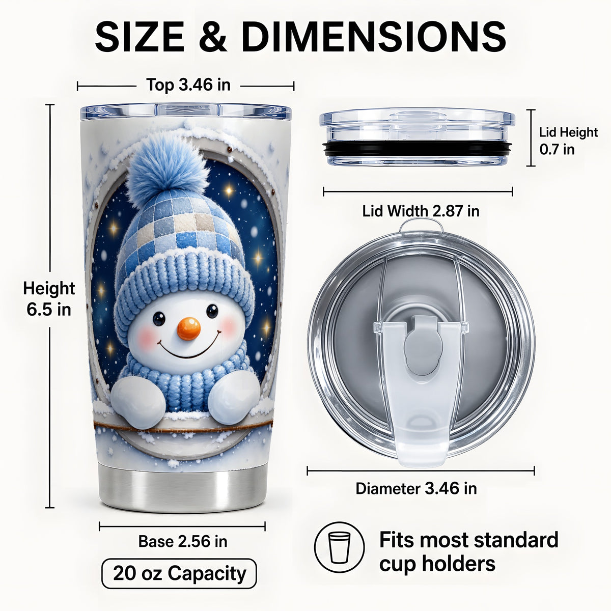 #pl[Steel] Cozy Snowman Tumbler 20oz, Starry Tumbler, Stainless Steel Travel Cup