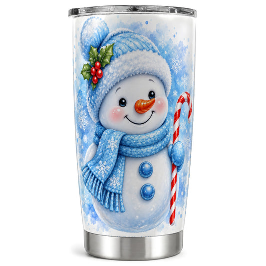 Blue Snowman Tumbler 20oz, Winter Tumbler, Stainless Steel Travel Cup