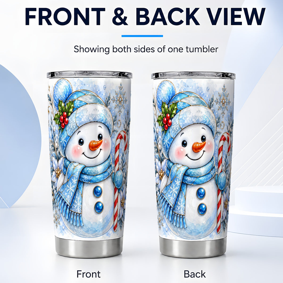 #pl[Steel] Elegant Snowman Tumbler 20oz, Floral Tumbler, Stainless Steel Travel Cup