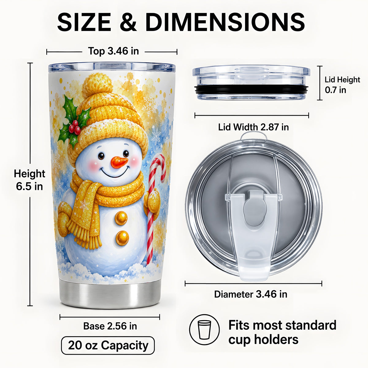 #pl[Steel] Snowman Christmas Tumbler 20oz, Winter Tumbler, Stainless Steel Travel Cup