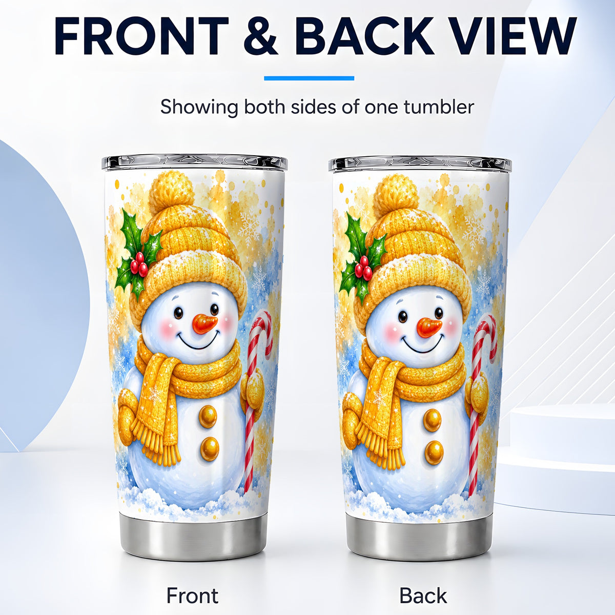 #pl[Steel] Snowman Christmas Tumbler 20oz, Winter Tumbler, Stainless Steel Travel Cup