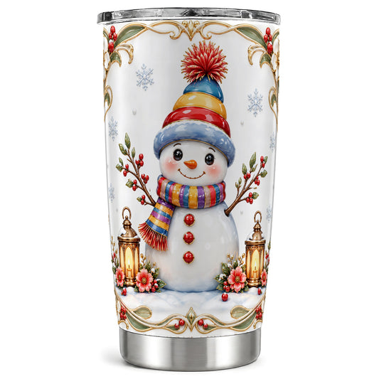 Snowman Lantern Tumbler 20oz, Winter Tumbler, Stainless Steel Travel Cup