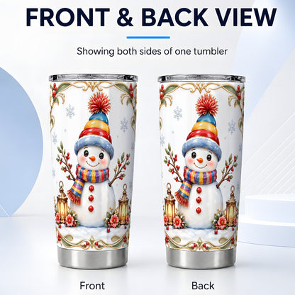 #pl[Steel] Snowman Lantern Tumbler 20oz, Winter Tumbler, Stainless Steel Travel Cup