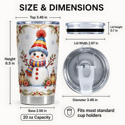 #pl[Steel] Snowman Lantern Tumbler 20oz, Winter Tumbler, Stainless Steel Travel Cup