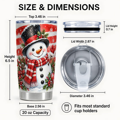 #pl[Steel] Top Hat Snowman 20oz Tumbler, Watercolor Winter Stainless Steel Travel Cup