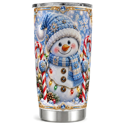 Jeweled Snowman Tumbler 20oz, Winter Tumbler, Stainless Steel Travel Cup