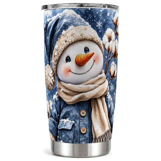 Winter Snowman Tumbler 20oz, Cozy Tumbler, Stainless Steel Travel Cup