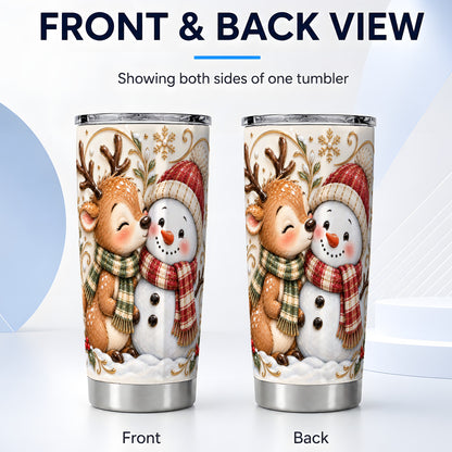 #pl[Steel] Reindeer Snowman Tumbler 20oz, Cozy Winter Stainless Steel Travel Cup