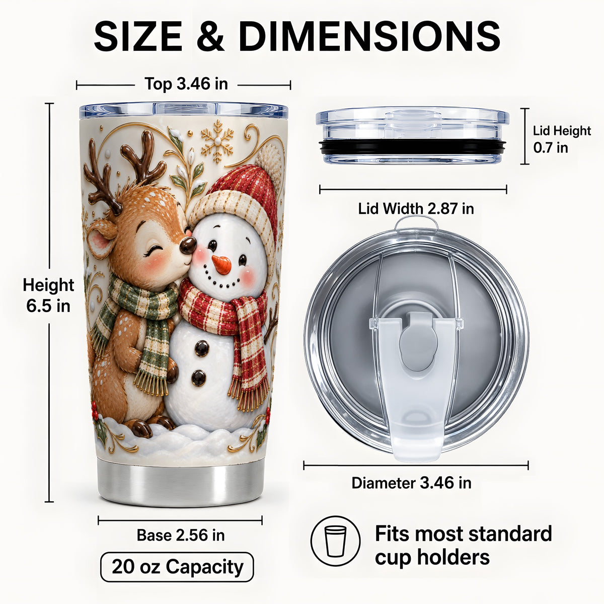 #pl[Steel] Reindeer Snowman Tumbler 20oz, Cozy Winter Stainless Steel Travel Cup