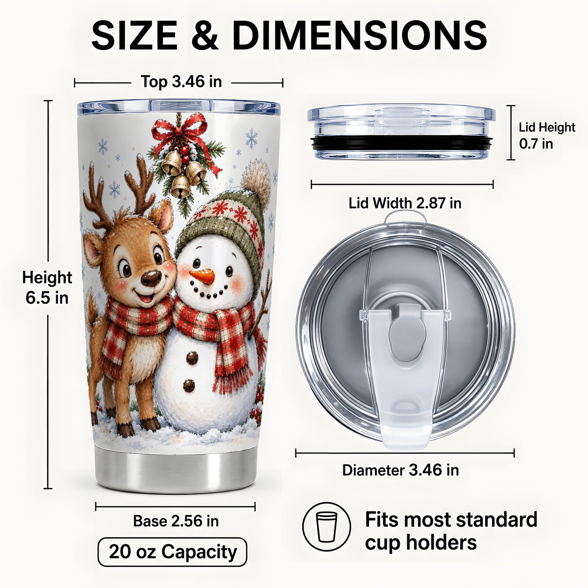 #pl[Steel] Reindeer Snowman Tumbler 20oz, Plaid Winter Stainless Steel Travel Cup