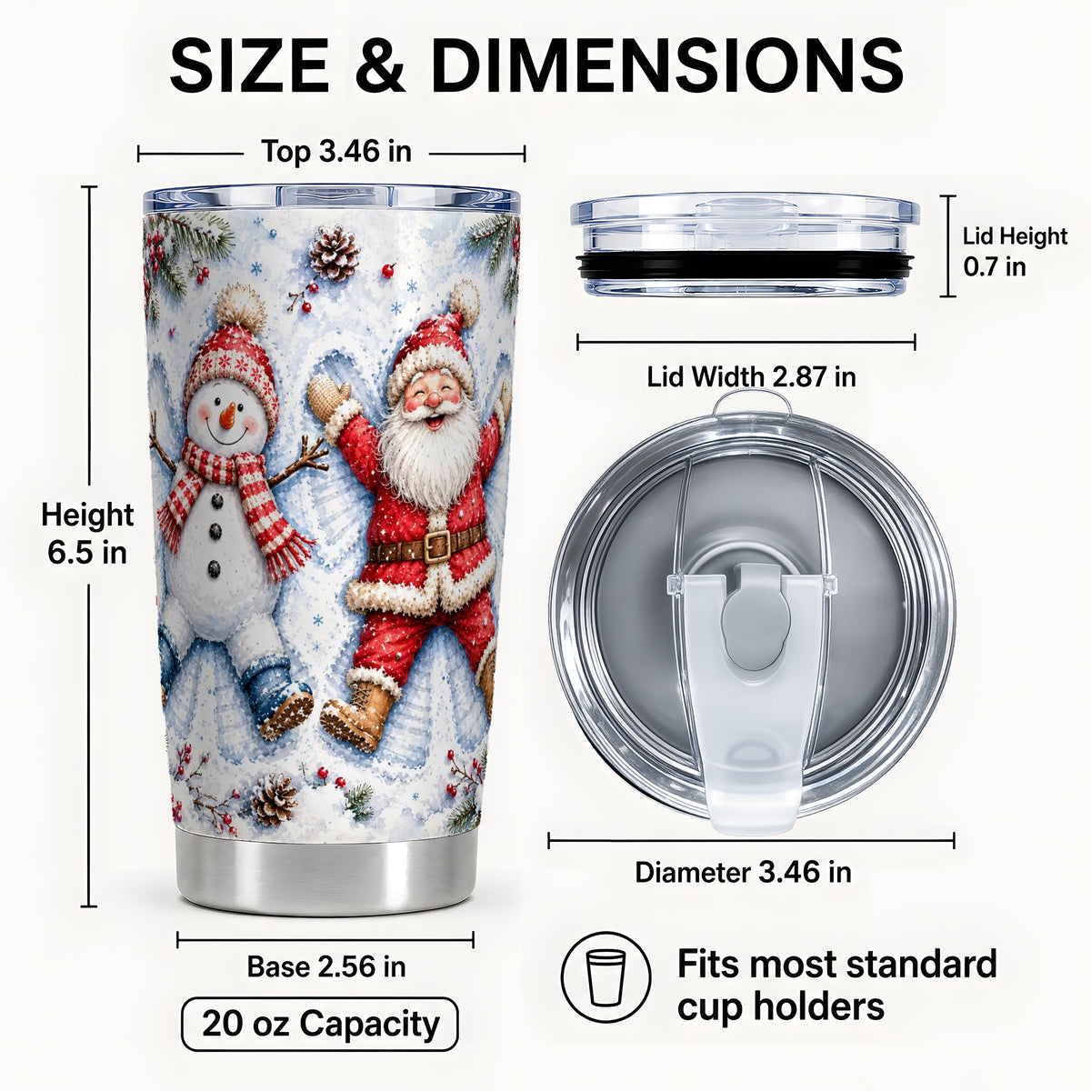 #pl[Steel] Santa Snowman Tumbler 20oz, Snow Angel Tumbler, Stainless Steel Travel Cup