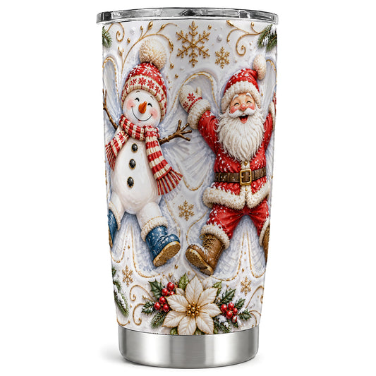 Santa Snowman Tumbler 20oz, Snow Angel Tumbler, Stainless Steel Travel Cup