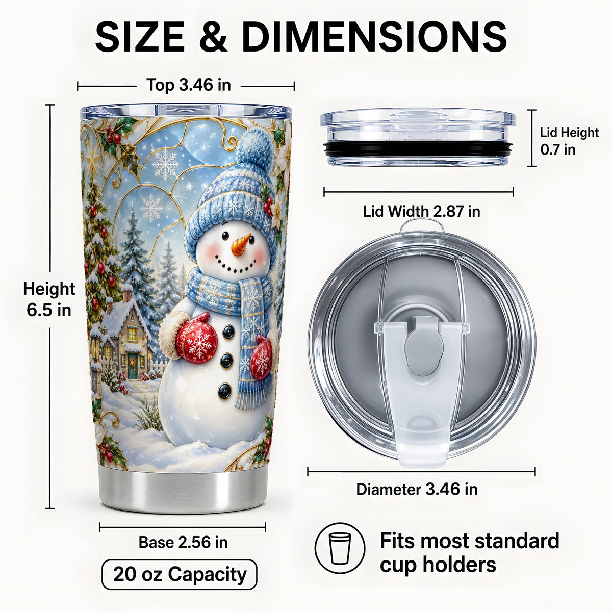 #pl[Steel] Snowman Village Tumbler 20oz, Winter Tumbler, Stainless Steel Travel Cup