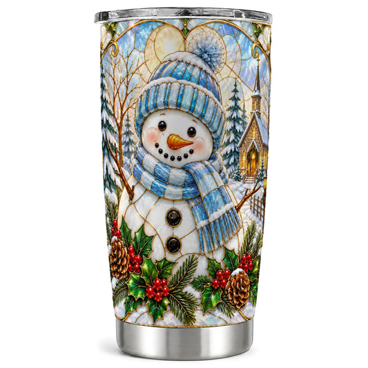 Blue Snowman Tumbler 20oz, Winter Tumbler, Stainless Steel Travel Cup