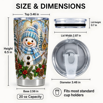 #pl[Steel] Blue Snowman Tumbler 20oz, Winter Tumbler, Stainless Steel Travel Cup