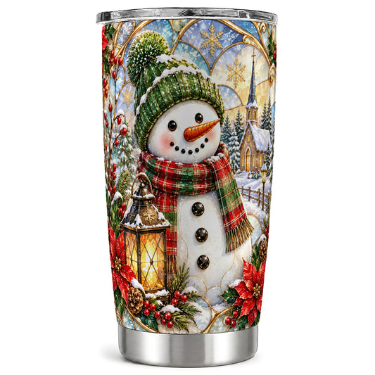 Plaid Snowman Tumbler 20oz, Winter Tumbler, Stainless Steel Travel Cup