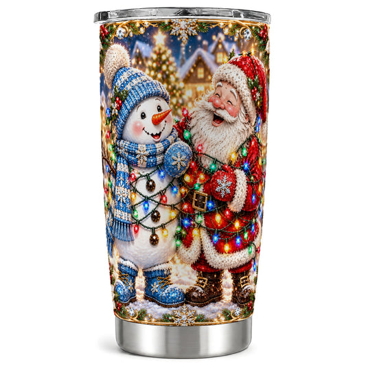 Santa Snowman Tumbler 20oz, Christmas Tumbler, Stainless Steel Travel Cup