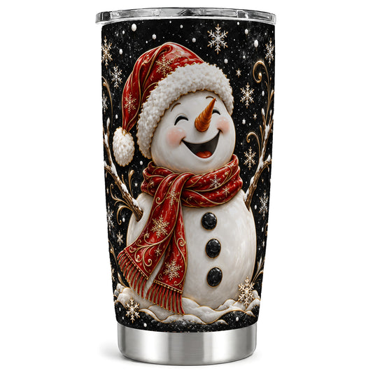Happy Snowman Tumbler 20oz, Winter Tumbler, Stainless Steel Travel Cup