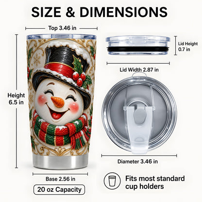 #pl[Steel] Top Hat Snowman Tumbler 20oz, Holly Tumbler, Stainless Steel Travel Cup