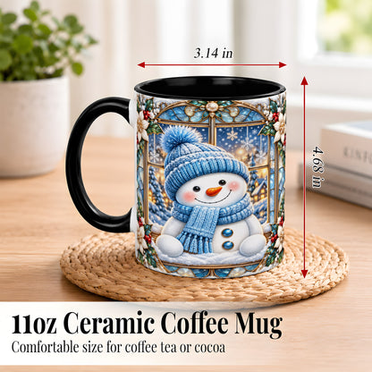 #pl[11oz|Black] Blue Snowman Coffee Mug, Winter Holiday Mug, Ceramic Cup