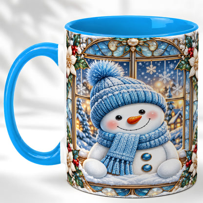 #pl[11oz|Blue] Blue Snowman Coffee Mug, Winter Holiday Mug, Ceramic Cup