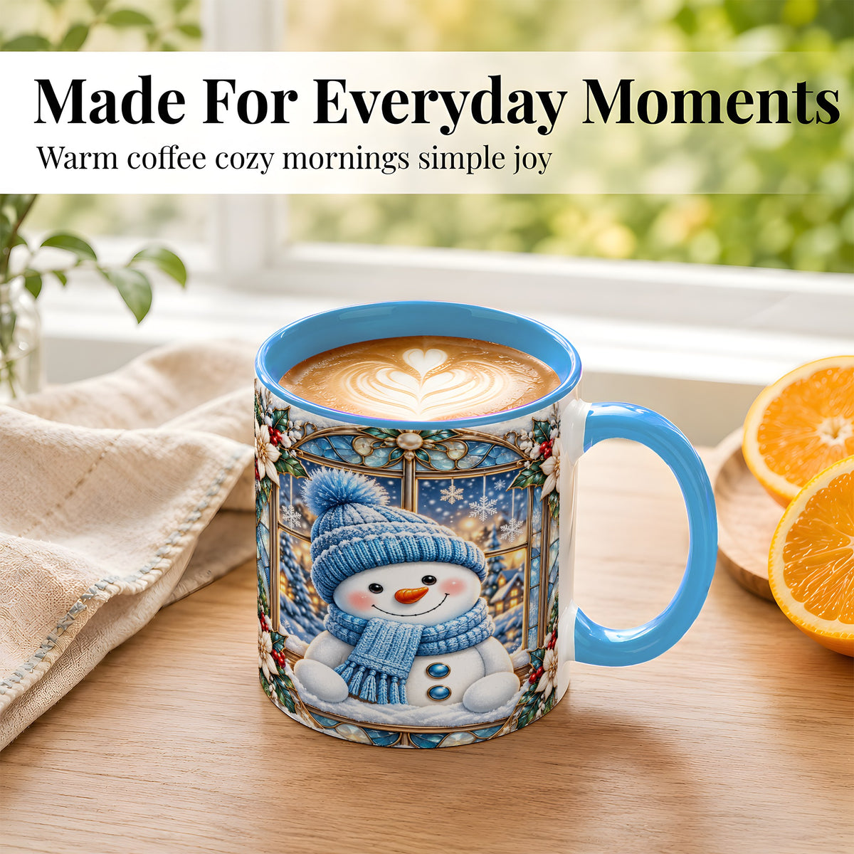 #pl[11oz|Blue] Blue Snowman Coffee Mug, Winter Holiday Mug, Ceramic Cup