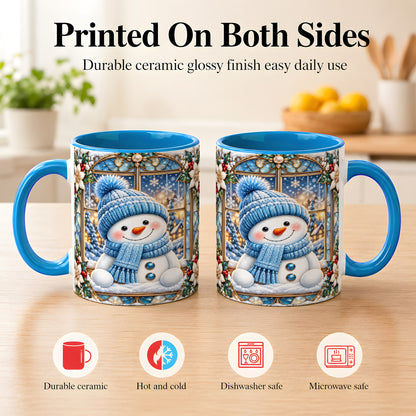 #pl[11oz|Blue] Blue Snowman Coffee Mug, Winter Holiday Mug, Ceramic Cup