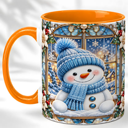 #pl[11oz|Orange] Blue Snowman Coffee Mug, Winter Holiday Mug, Ceramic Cup