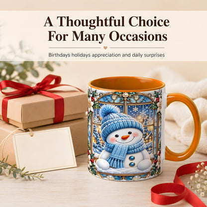 #pl[11oz|Orange] Blue Snowman Coffee Mug, Winter Holiday Mug, Ceramic Cup