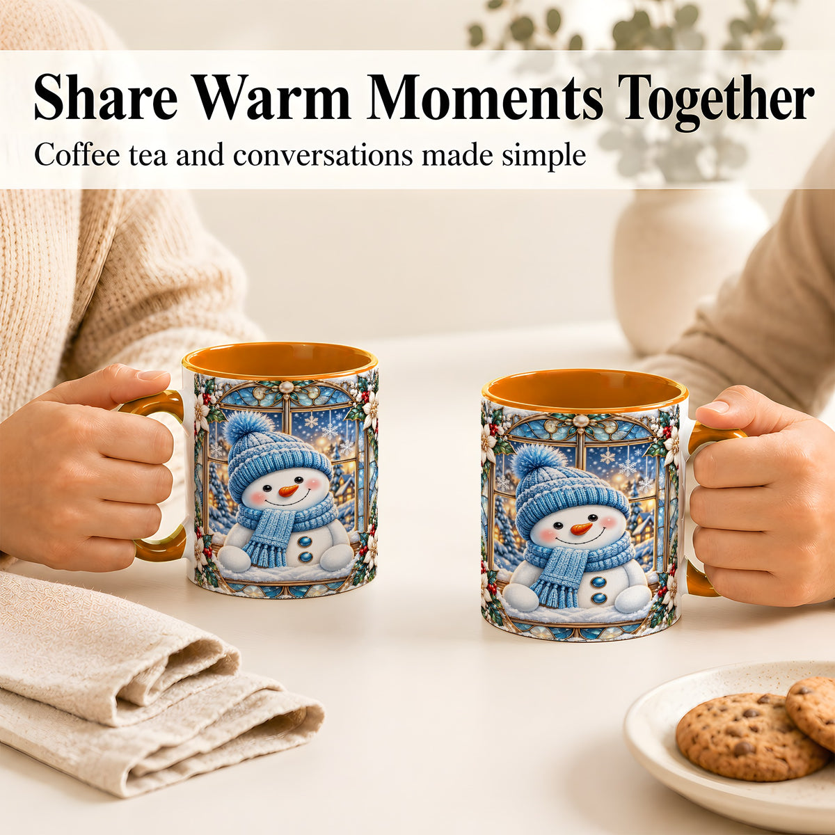 #pl[11oz|Orange] Blue Snowman Coffee Mug, Winter Holiday Mug, Ceramic Cup