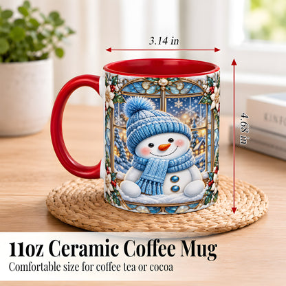 #pl[11oz|Red] Blue Snowman Coffee Mug, Winter Holiday Mug, Ceramic Cup