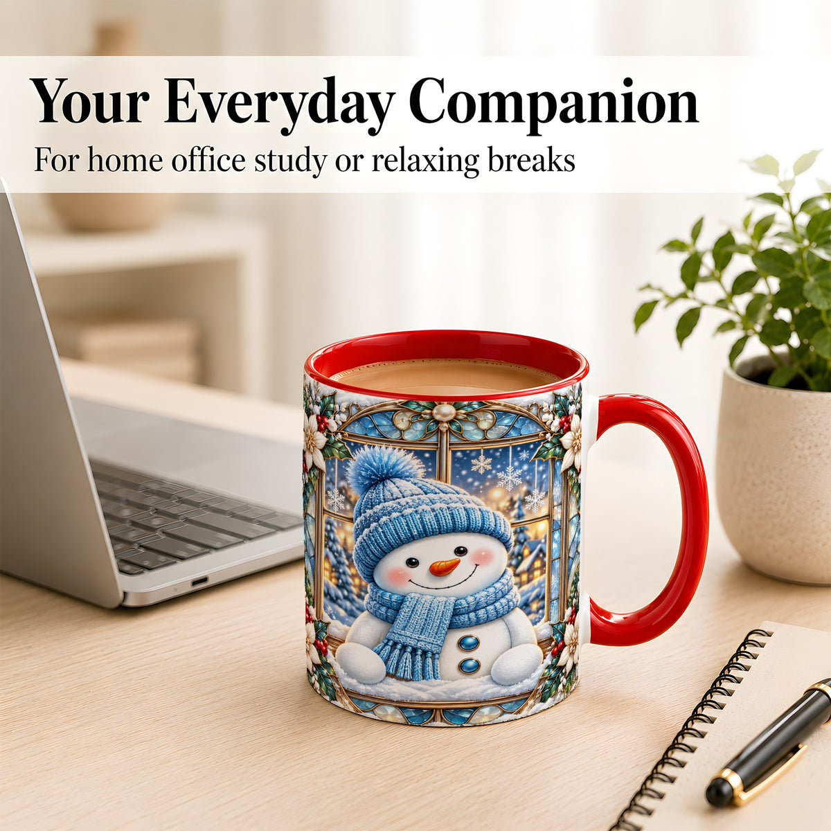 #pl[11oz|Red] Blue Snowman Coffee Mug, Winter Holiday Mug, Ceramic Cup
