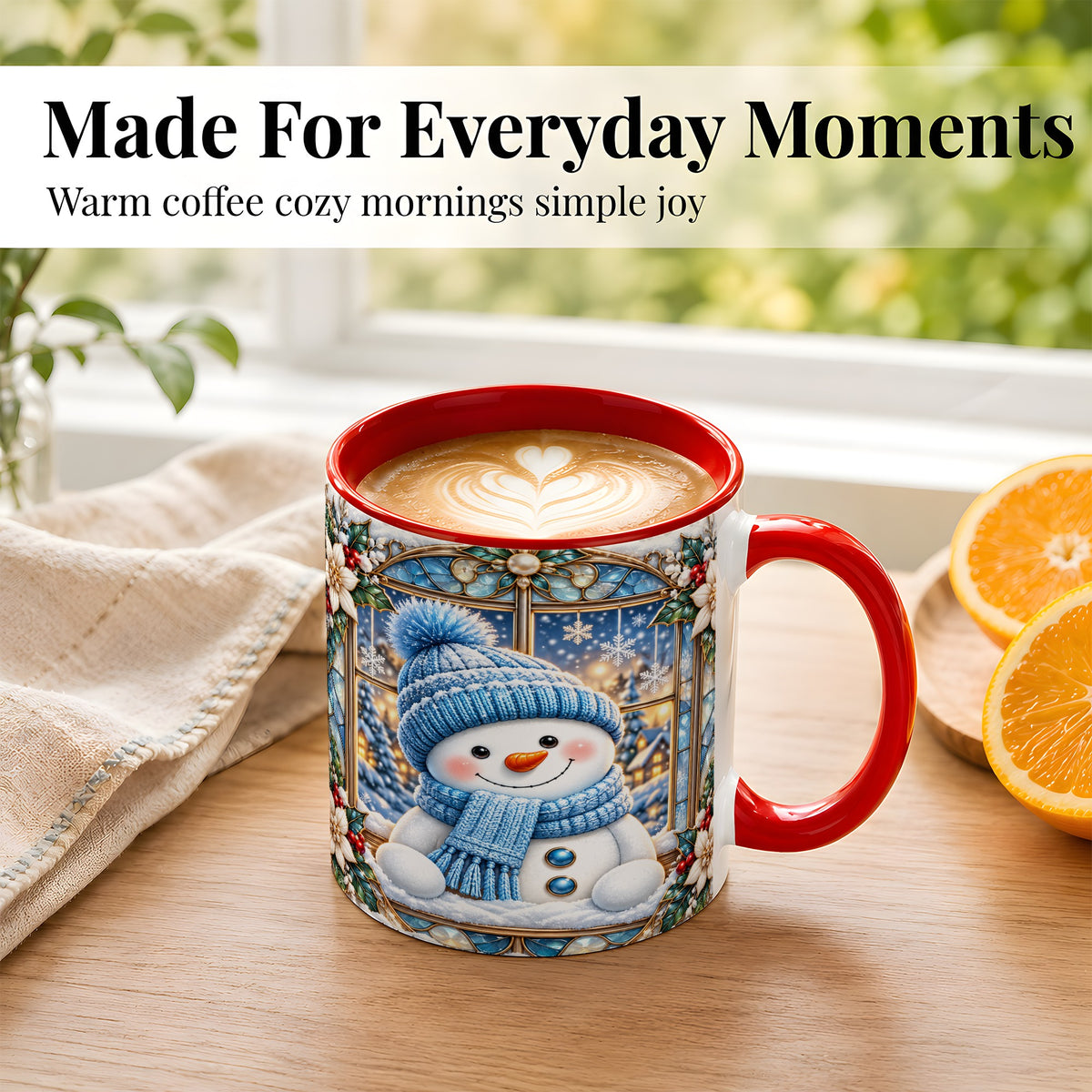 #pl[11oz|Red] Blue Snowman Coffee Mug, Winter Holiday Mug, Ceramic Cup