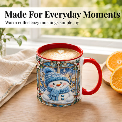 #pl[11oz|Red] Blue Snowman Coffee Mug, Winter Holiday Mug, Ceramic Cup