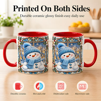 #pl[11oz|Red] Blue Snowman Coffee Mug, Winter Holiday Mug, Ceramic Cup