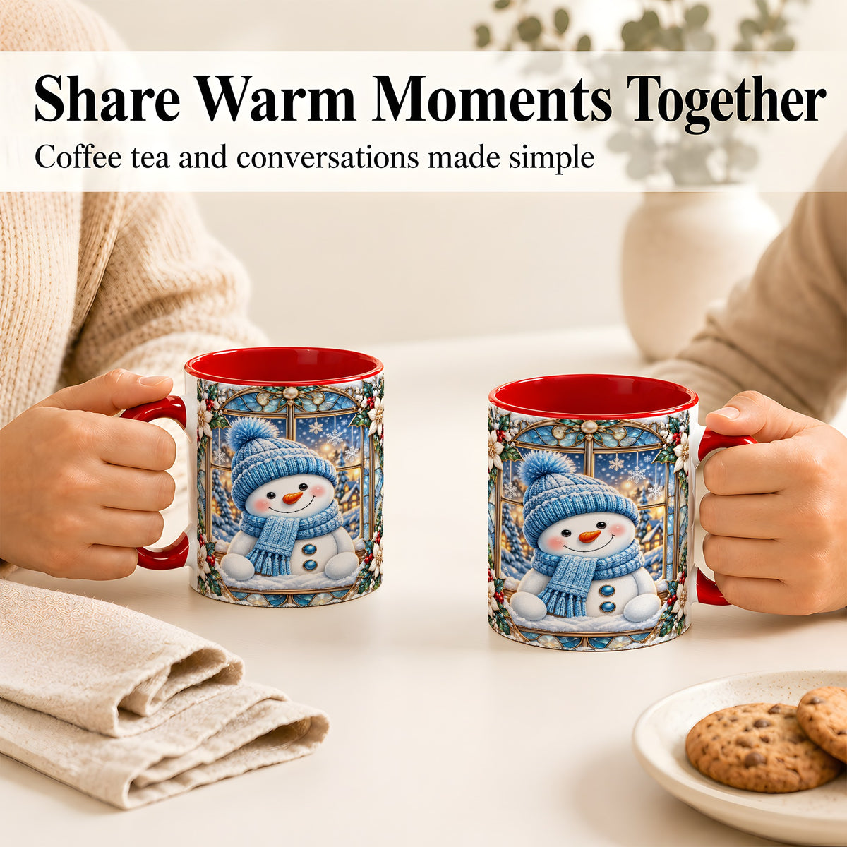 #pl[11oz|Red] Blue Snowman Coffee Mug, Winter Holiday Mug, Ceramic Cup