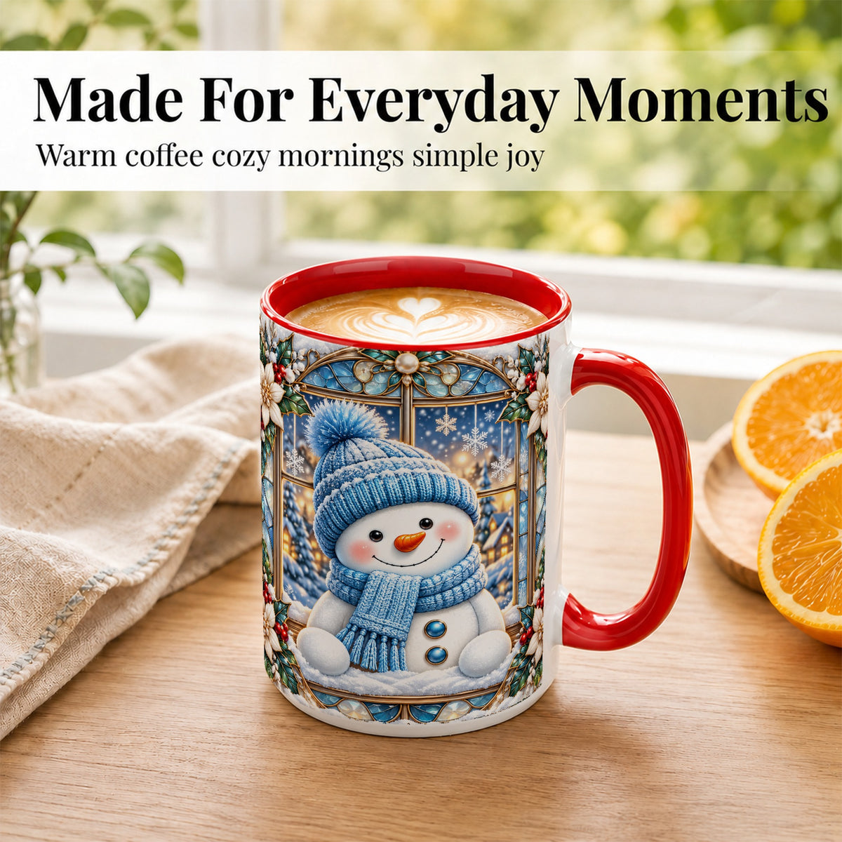 #pl[15oz|Red] Blue Snowman Coffee Mug, Winter Holiday Mug, Ceramic Cup