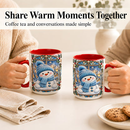 #pl[15oz|Red] Blue Snowman Coffee Mug, Winter Holiday Mug, Ceramic Cup