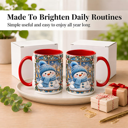 #pl[15oz|Red] Blue Snowman Coffee Mug, Winter Holiday Mug, Ceramic Cup