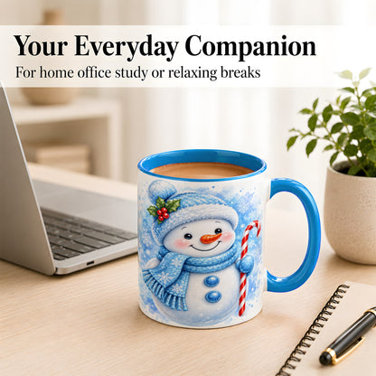 #pl[11oz|Blue] Blue Snowman Coffee Mug, Winter Snowman Mug, Ceramic Cup