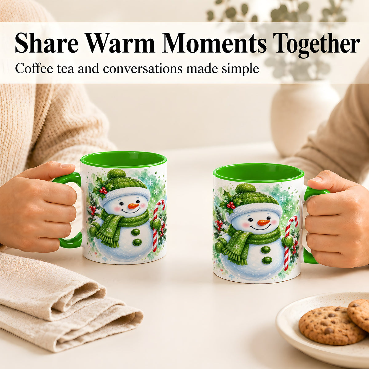#pl[11oz|Green] Green Snowman Coffee Mug, Christmas Snowman Mug, Ceramic Cup