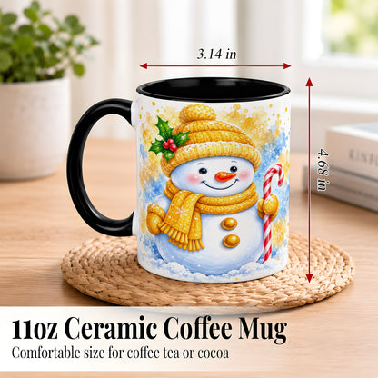 #pl[11oz|Black] Snowman Christmas Coffee Mug, Winter Snowman Mug, Ceramic Cup